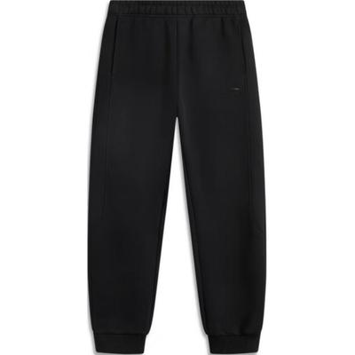 Li Ning Solid Color Loose Mid Waist Cuffed Knitted Sports Pants Men Bottoms Black AKLU635-2