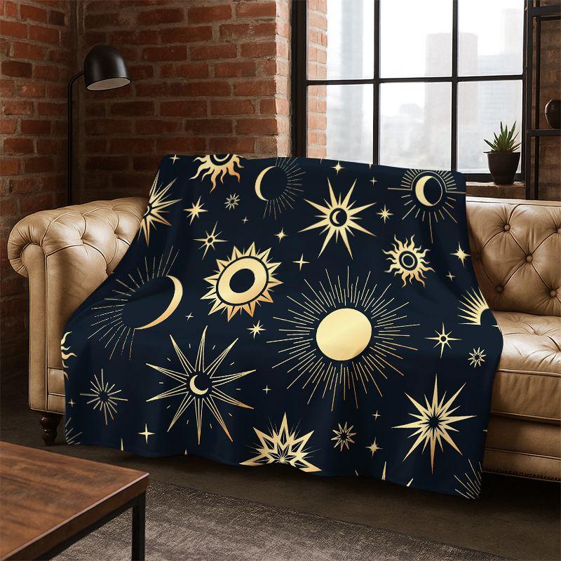 Divinationssymbol Sonne Mond Tarot Magie Flanelldecke Weiche Warme Überwurfdecke für Schlafzimmer Wohnzimmer Bett Reisen Camping Picknick