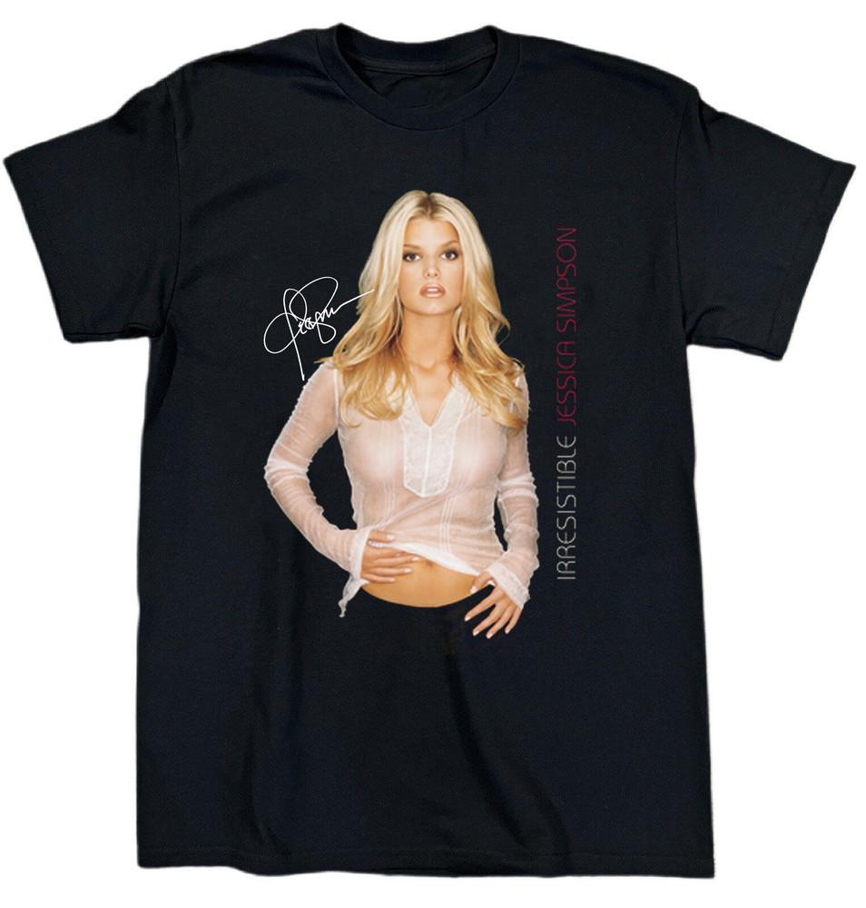 Rare Jessica Simpson Signed Cotton Black All Size T Shirt For Men Unisex T-Shirt XXXL