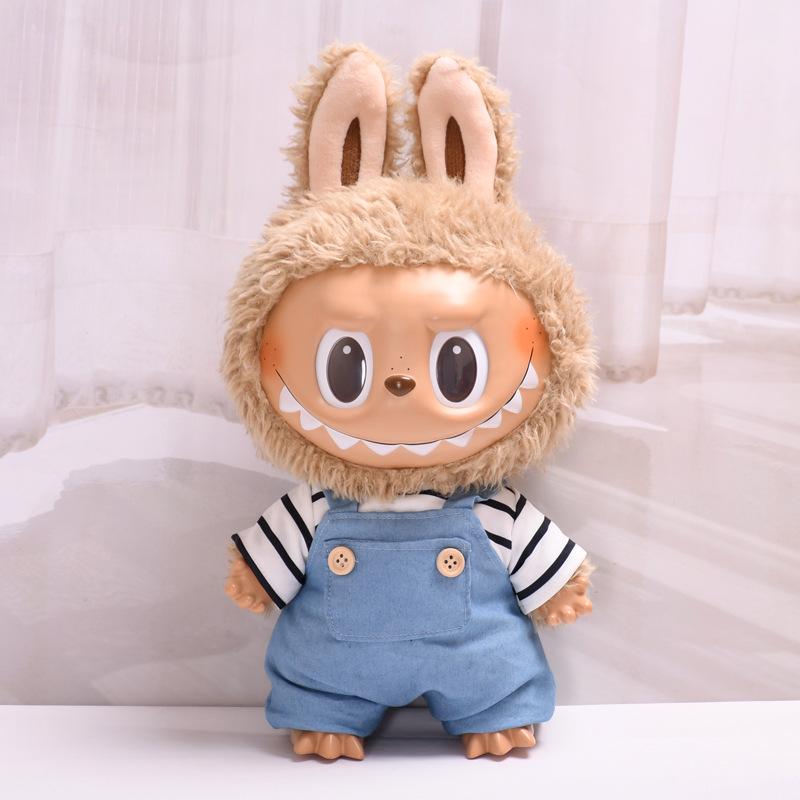 38cm Labubu Plush Doll Casual Outfit Set with Hat (Clothes Only)