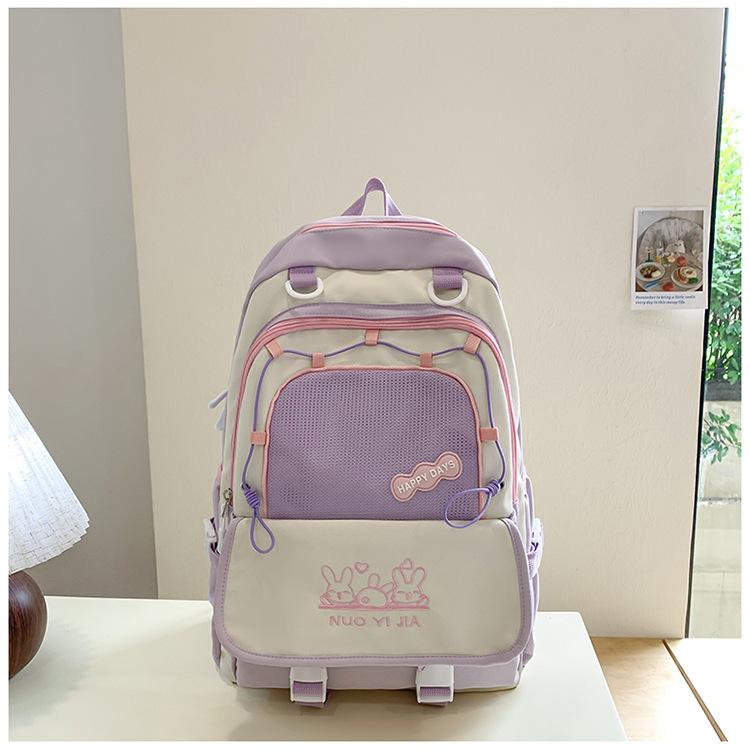 Schoolbag college style cute small fresh contrasting color schoolbag female junior high school girl high school student backpack travel lightweight 
