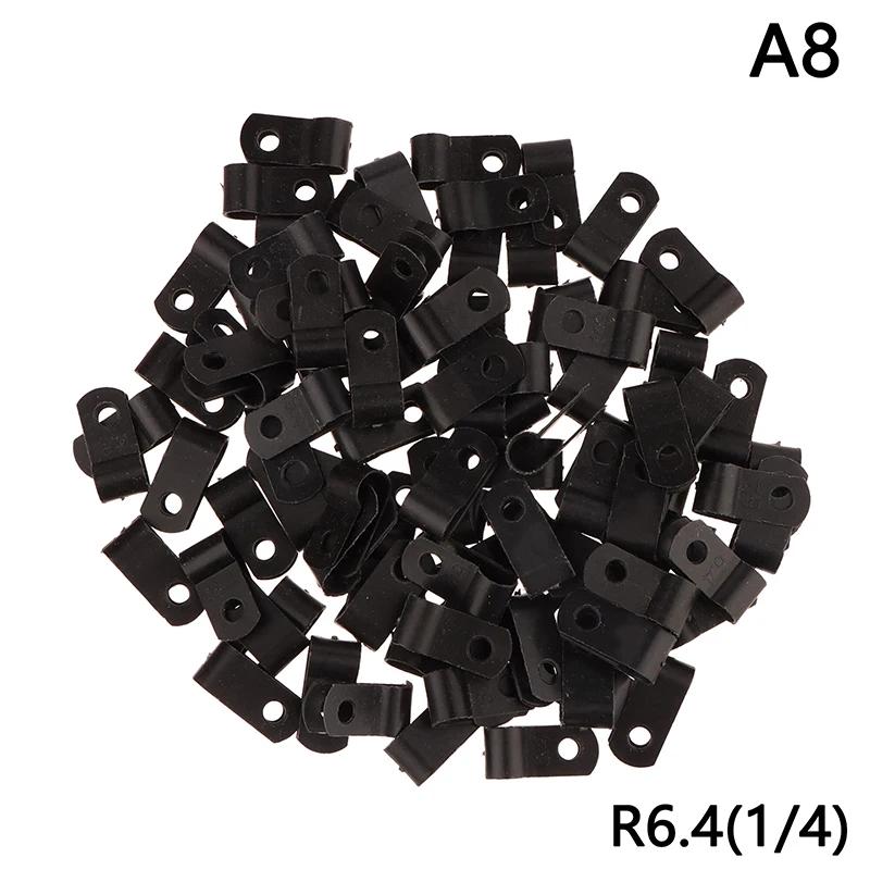 100Pcs/Pack U-Type R-Type Nylon Clamp Cable Clips Plastic Hose Fasteners Mount Fix Hardware Electrical Fitting Wire Management
