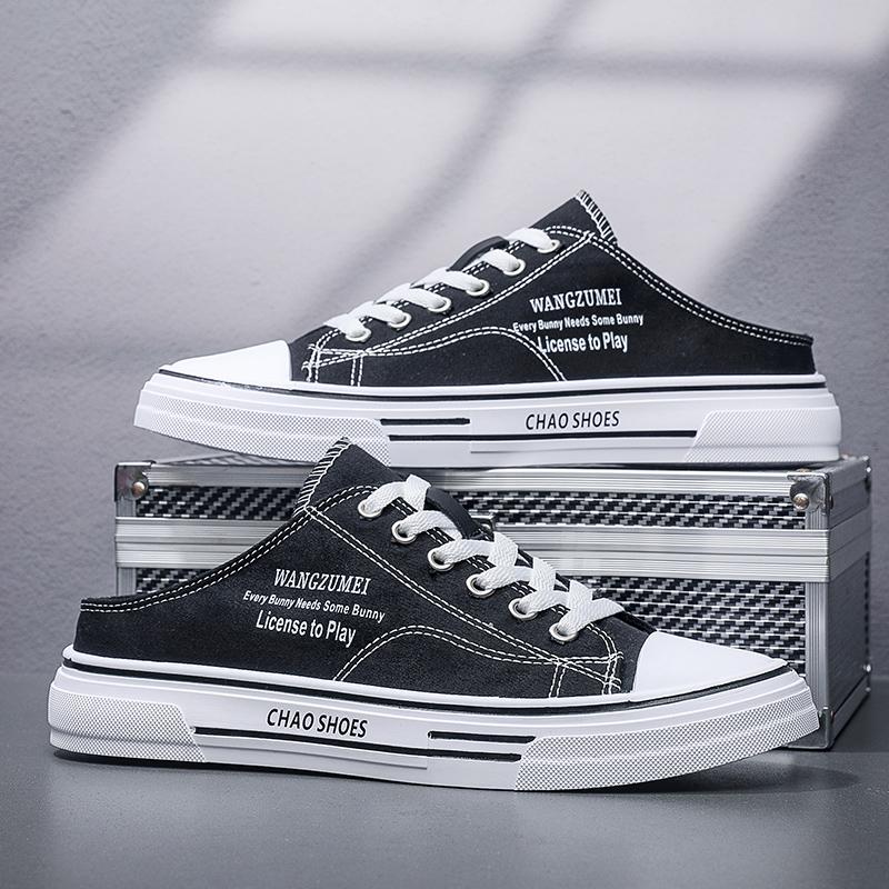 2024 Men's New Casual Canvas Half Slippers Spring and Autumn Men's Outdoor Sports Versatile Casual Shoes  Tenis Masculino