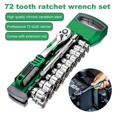 New Chrome Vanadium Steel Wrench Set 1/4 Ratchet Tool Ratchet Wrench Kit Short Long Combination Sleeve Spanner Wrench