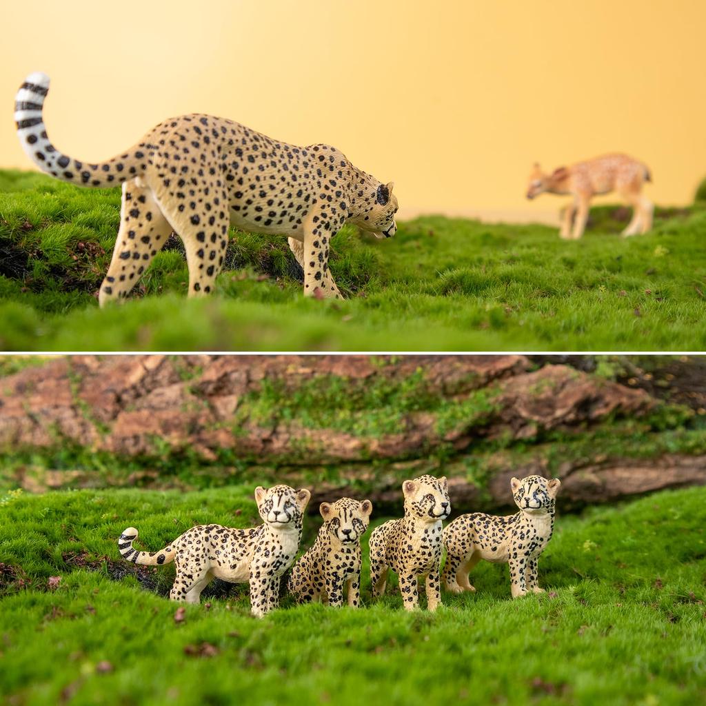 TOYMANY 8-Piece Cheetah Figure Set, Wild Animal Figure Model for Parent and Child, Realistic Model, Popular Toy, Birthday Gift, Christmas, New Year's