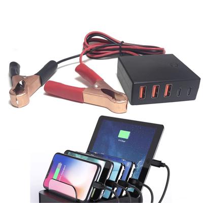 Wieloportowy adapter ładowania do akumulatora samochodowego 12 V 24 V do 5 V typu C USB Konwerter ładowania z łącznie 5 portami