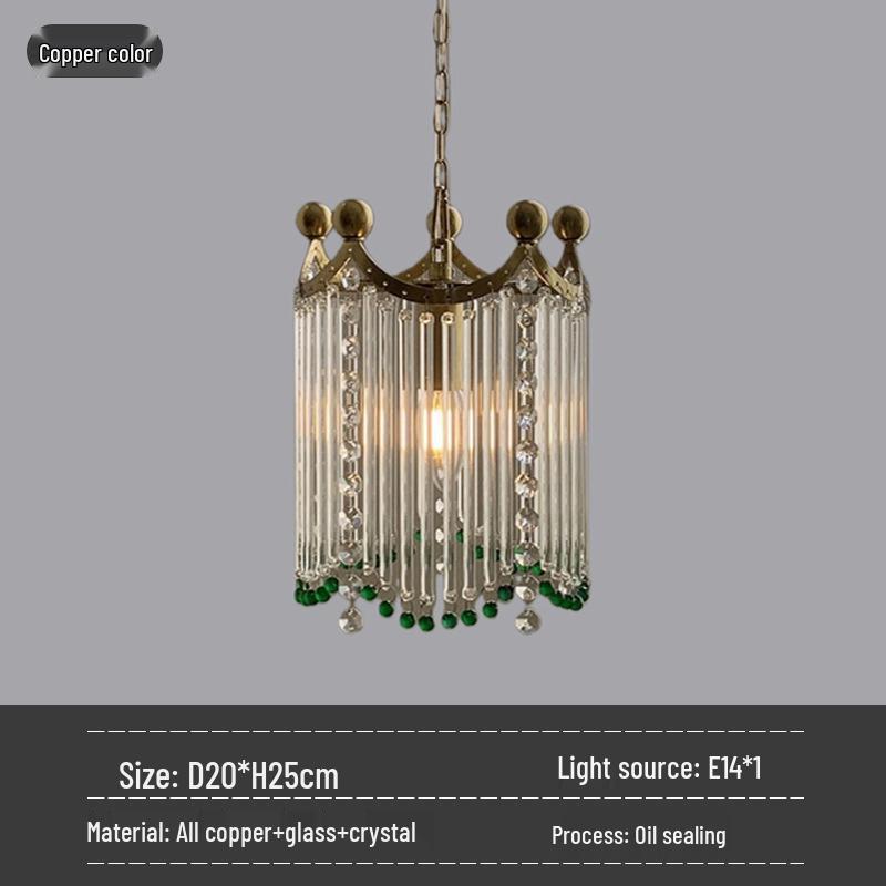 

Vintage All-Copper Crystal Chandelier for Bay Windows and Tea Rooms Without Light Source