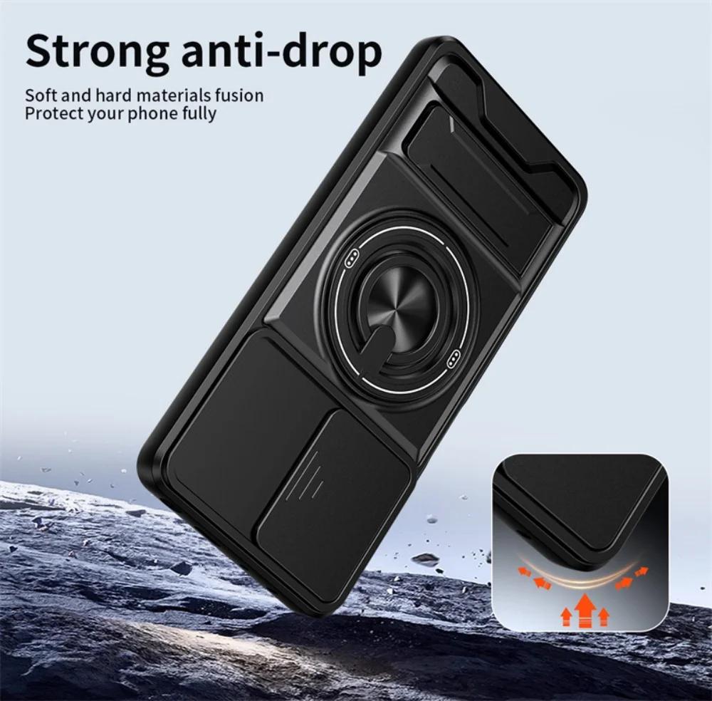 Slide Camera Lens Protector Case For Xiaomi Redmi Note 12 Pro 5G Note12 Pro+ 12S 4G Car Magnetic Ring Cover Stand Holder Fundas