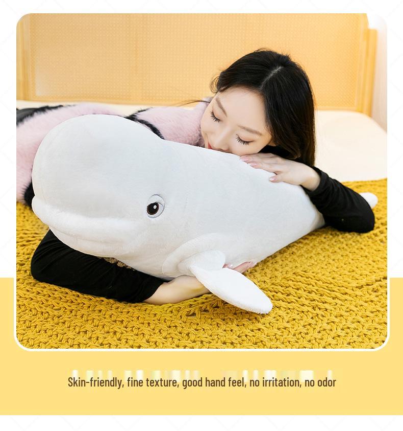 Large Beluga Whale Plush Pillow - Marine Animal Series
