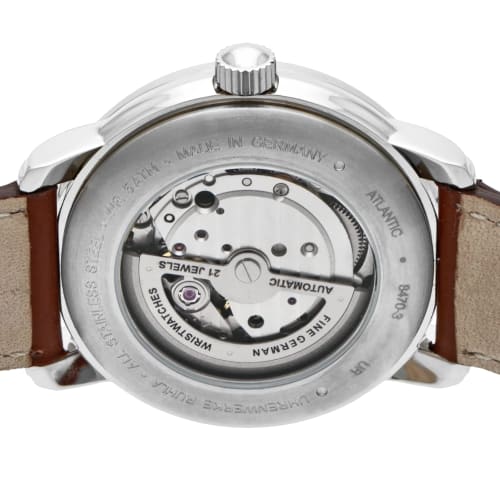 Zeppelin ATRANTIC Watch, Navy Dial, Stainless Steel, Automatic, 40mm, German Model 8470-3, Men's, Brown