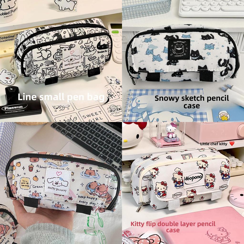 Hello Kitty Capybara Pen Case With Flip Cover Design For Students And Office Use