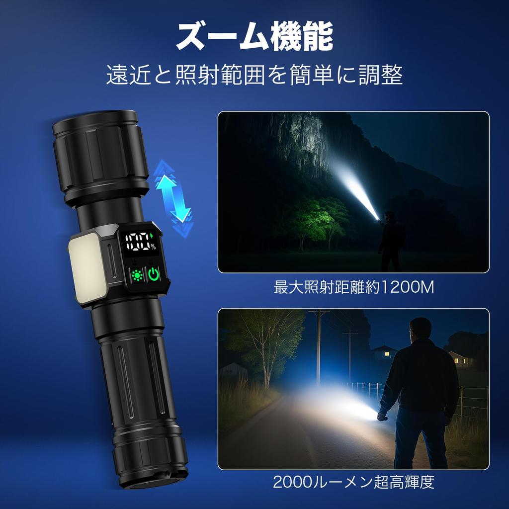 Powerful LED Emergency 5000mAh 26650 Handheld 9 Dimmable Bright COB Work with Ideal for Power Night and Evacuation Preparedness Flashlight, Supplies,
