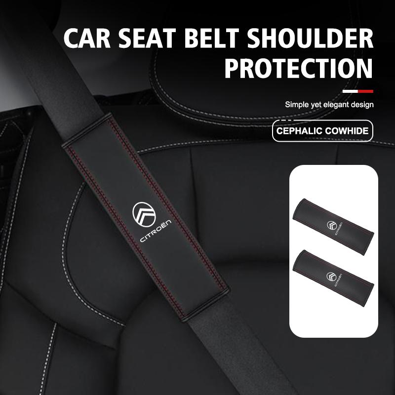 Leather Car Seat Belt Cover Shoulder Pad Interior Accessories For Citroen C4 C3 C5 C1 C2 C6 C4L DS3 DS4 Berlingo Picasso Jumper