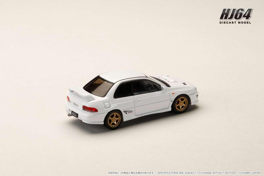 HJ64 Scale Subaru Impreza PURE SPORTS COUPE WRX type R STi Version Feather White HJ641079AW 1/64 (GC8) (Finished Model)
