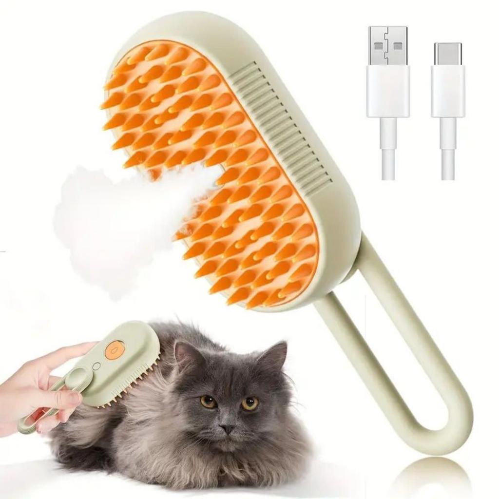Dog Hair Brush & Cat Hair Brush Electric Pet Cleaning Brush with Steam Spray, Function for Effective Anti-Flying Fur Grooming