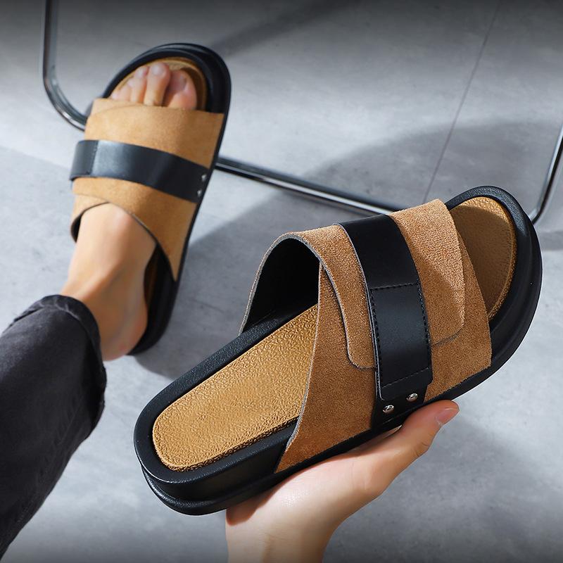Fashion Anti Slip Thick Soled Men Shoe Fashion Versatile Mens Sandals Simple Comfort Mens Slipper 2025 Summer Retro One Foot Casual Shoe