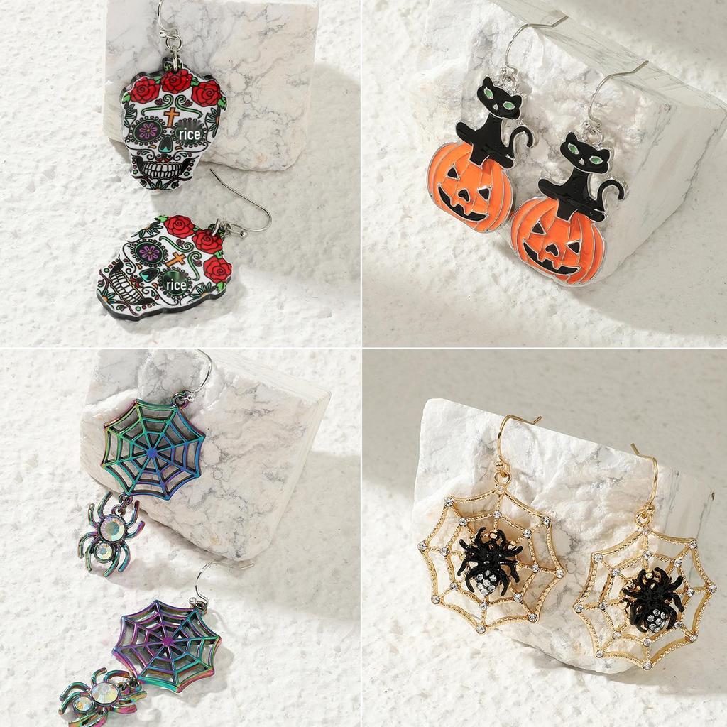 Orecchini di Halloween Ragno Teschio & Zucca Pipistrello: Unisex, Divertente ed Esagerato