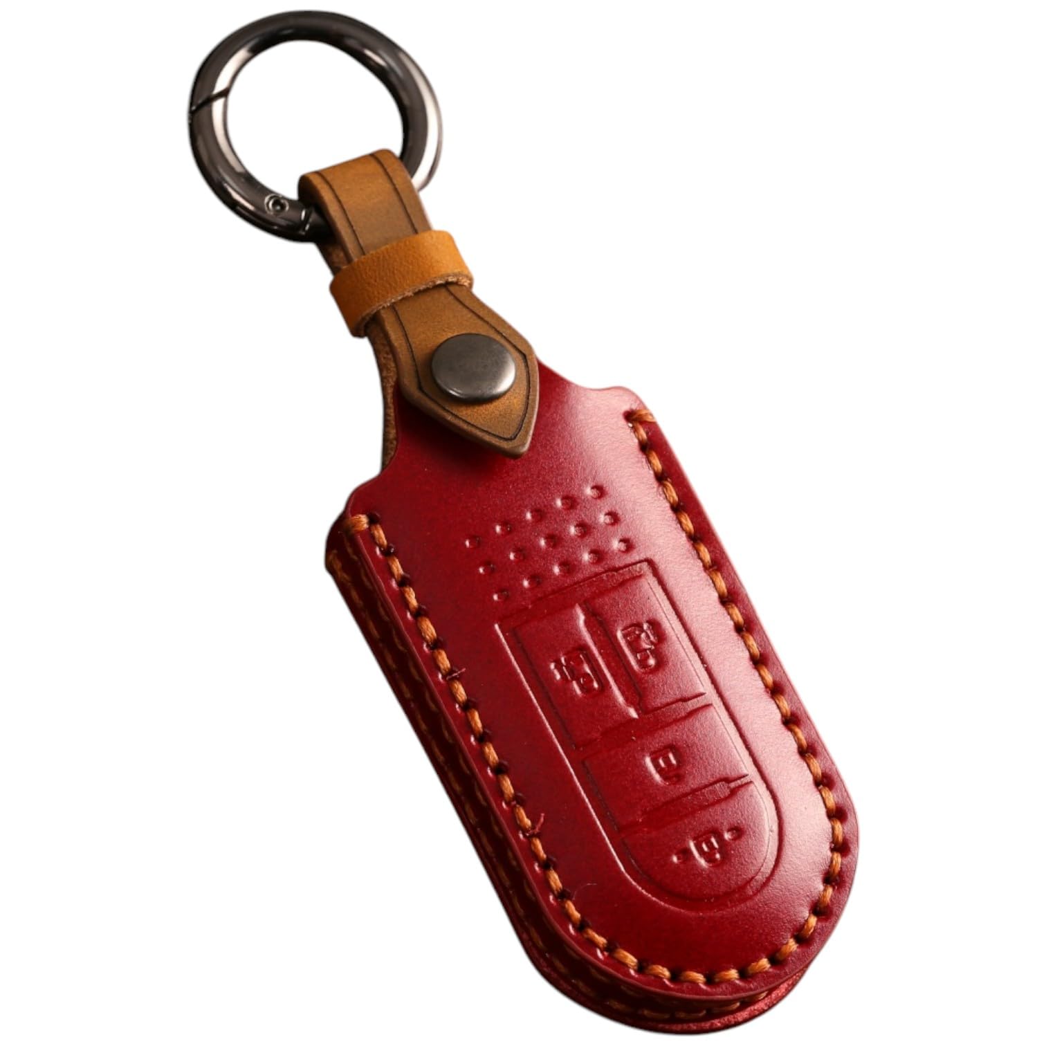 

Чехол для смарт-ключа из натуральной кожи для Daihatsu Tanto Move, а также совместимый с чехлами для смарт-ключей Toyota Custom, LA700S, Canvas, Thor, M900S. (красный).