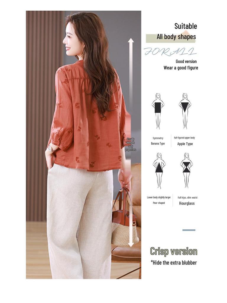 Women's Summer Fashion: New Chinese Style Loose Ramie Two-Piece Set for Middle-Aged Mothers