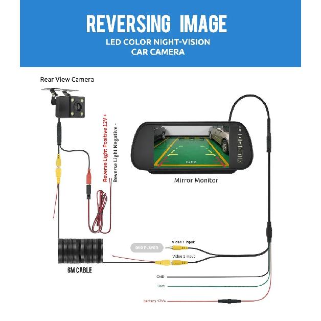 KTYDKP 7 Inch Car Rear View Camera with Mirror Monitor for Vehicle Parking Rervesing Camera with 7" TFT LCD HD Screen Universal
