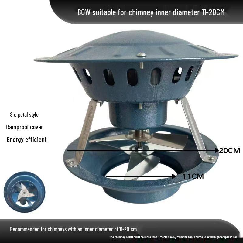 High-Power Anti-Backdraft Chimney Draft Fan & Smoke Extractor for Ventilation