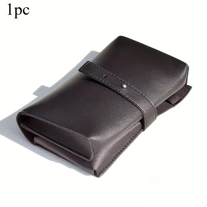 1pc Leather Tech Organizer Pouch Portable Electronic Accessories Bag for Charger Cable Mouse and Other Travel Essentials