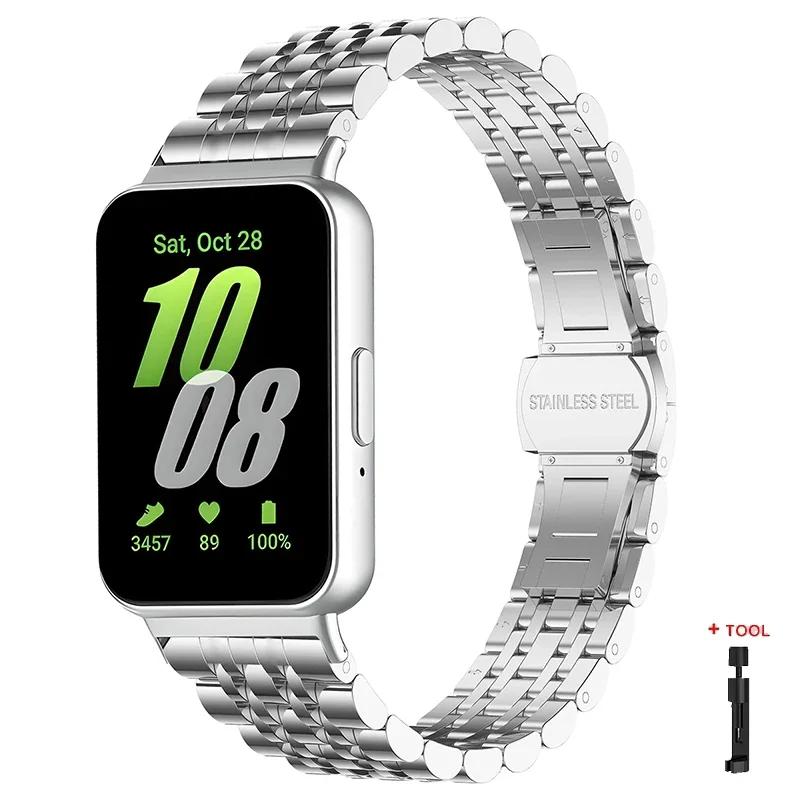 Stainless Steel Strap For Samsung Galaxy Fit 3 Metal Bracelet Luxury Bussiness Band For Samsung Galaxy Fit3 SM-R390 Accessories