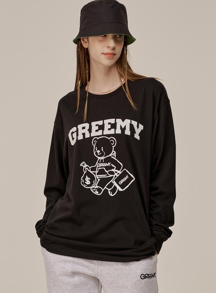 GREEMY Bear Long Sleeve T-Shirts(Black)