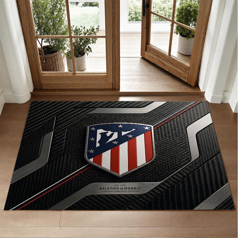 Covor din Catifea Cristal cu Design Atletico Madrid Covoraș Decorativ Moale pentru Dormitor Intrare