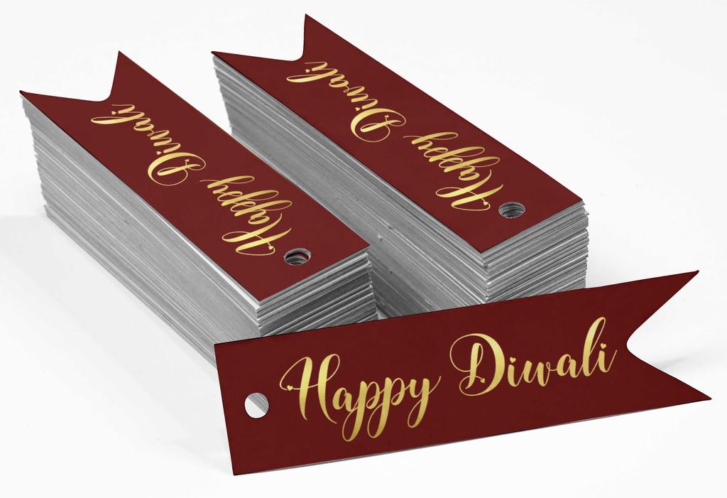 Inkdotpot Pack Of 100 Happy Diwali Favor Paper Tags Craft Real Gold Foil Hang