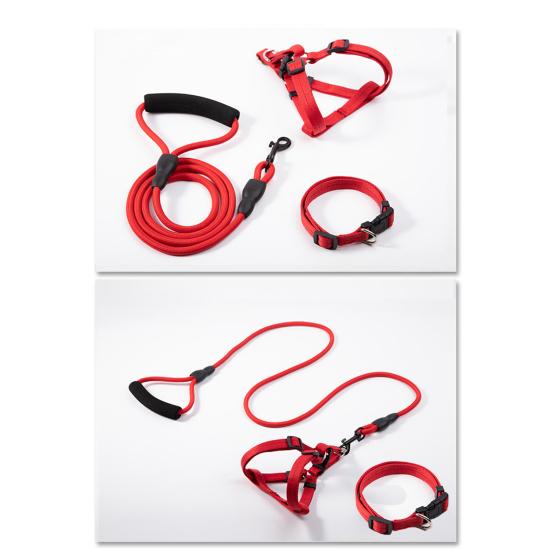 Lesă pentru câine cu mâner căptușit, lesă din frânghie de nailon pentru alpinism cu guler-ham, lesă robustă de 4 picioare pentru plimbări în aer liber, dresaj