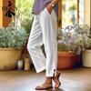Women's Fashion Casual Solid Color Print High Waist Trousers Pants & Capris