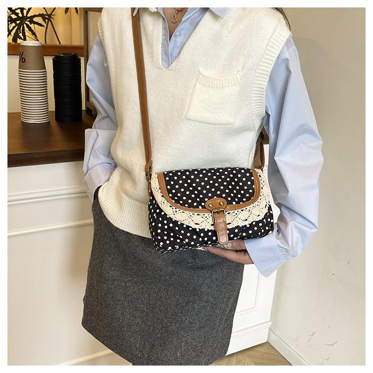 Women Retro Polka Dot Shoulder Bag Crossbody Messenger Bag Ladies Purse