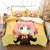 Anya Forger Family Duvet Cover + 2 Pillowcases 3D Anime Print Polyester Bedding Kawaii Fashion Bedroom Decor Bed Linens