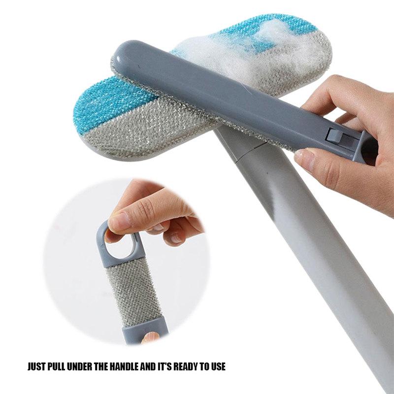 3 In 1 Long Handle Pet Hair Remover Brush Adjustable Window Screen Cleaning Tool for Sofa Carpet and Household Fur Removal