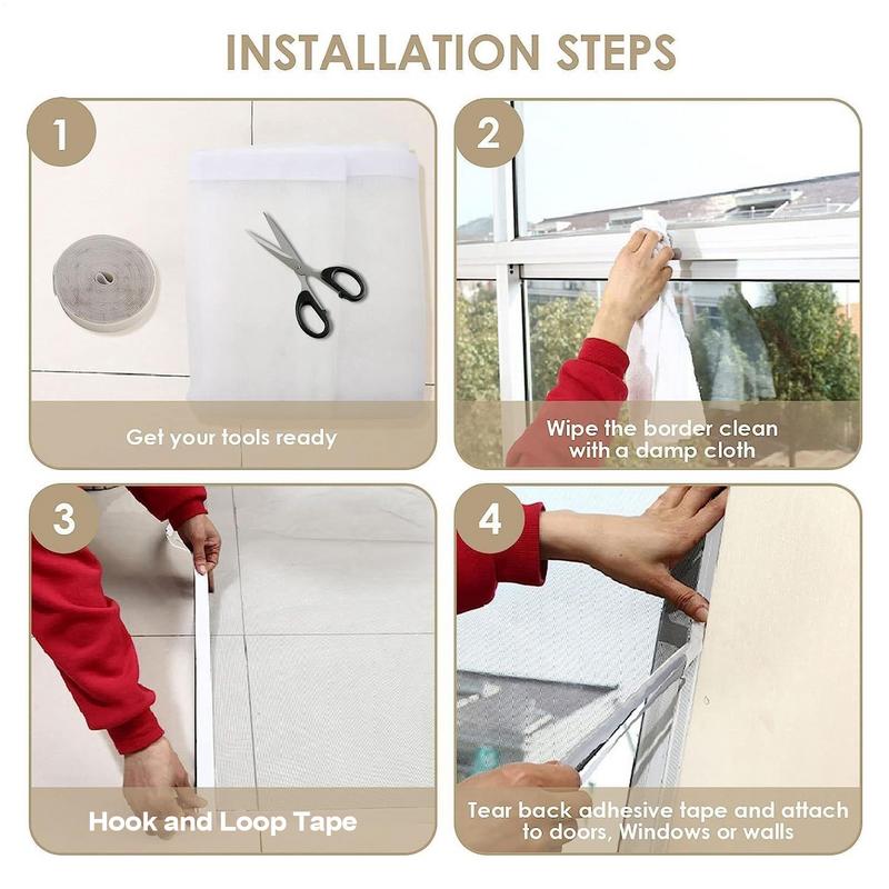 Reinforced Mesh Screen Zipper Closure Keep Pet Cat In&Out Door Curtain Anti-mosquito for Living Room Bedroom Kitchen