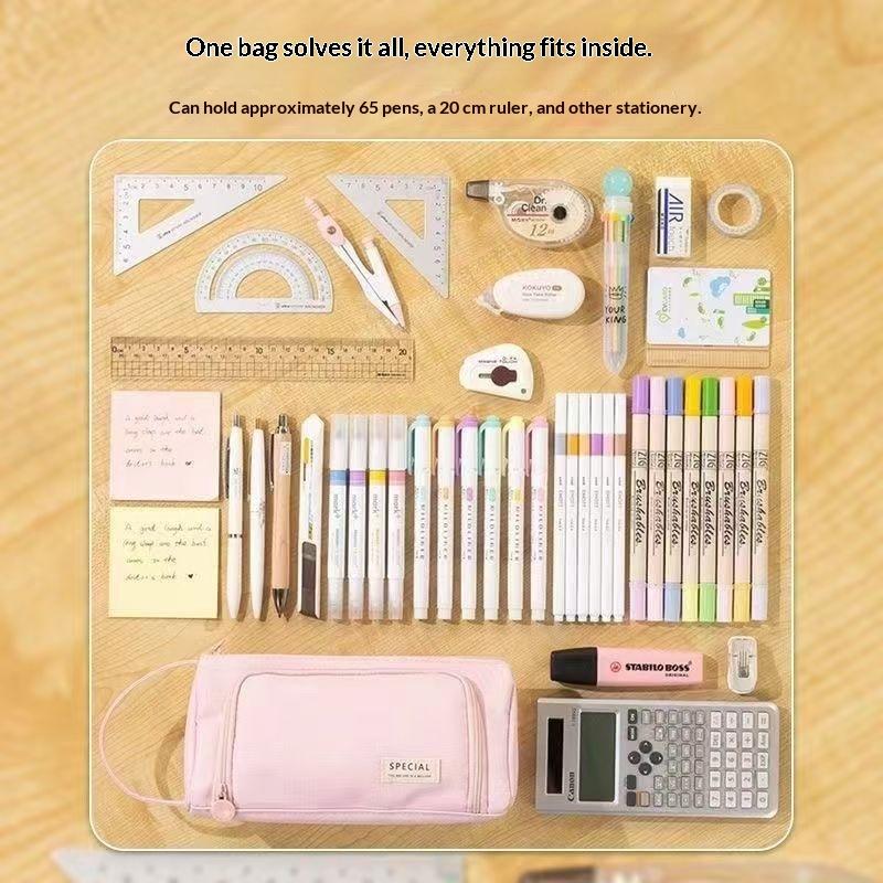Kawaii Cute Multi-Layer Pencil Case Bag Large Capacity Pen Storage School Stationery Supplies Pencil Box for Students