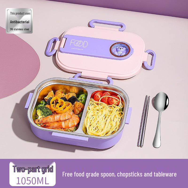 "Children's Insulated 316 Stainless Steel Lunch Box with Compartment Tray"