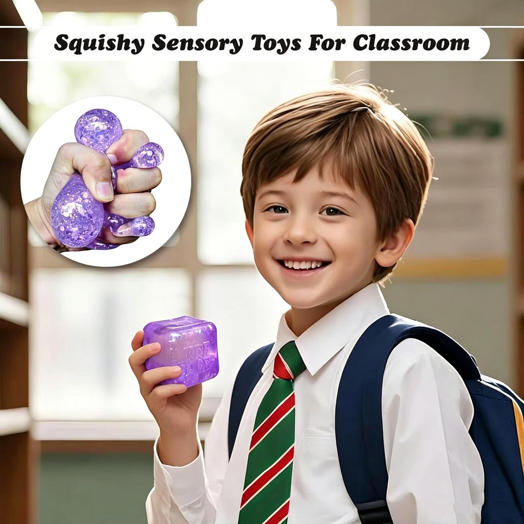 Nee Doh Cubo Stress Rimbalzo Lento Glitterato Zucchero di Malto Squishy Giocattolo Fidget Sollievo Ansia Giocattolo ADHD Per Adulti e Bambini