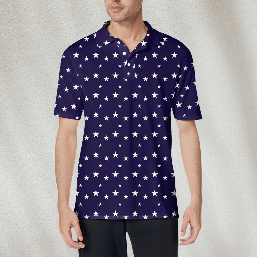 Men's Fashion Printed Short Sleeve Soft Cotton Collar Shirt