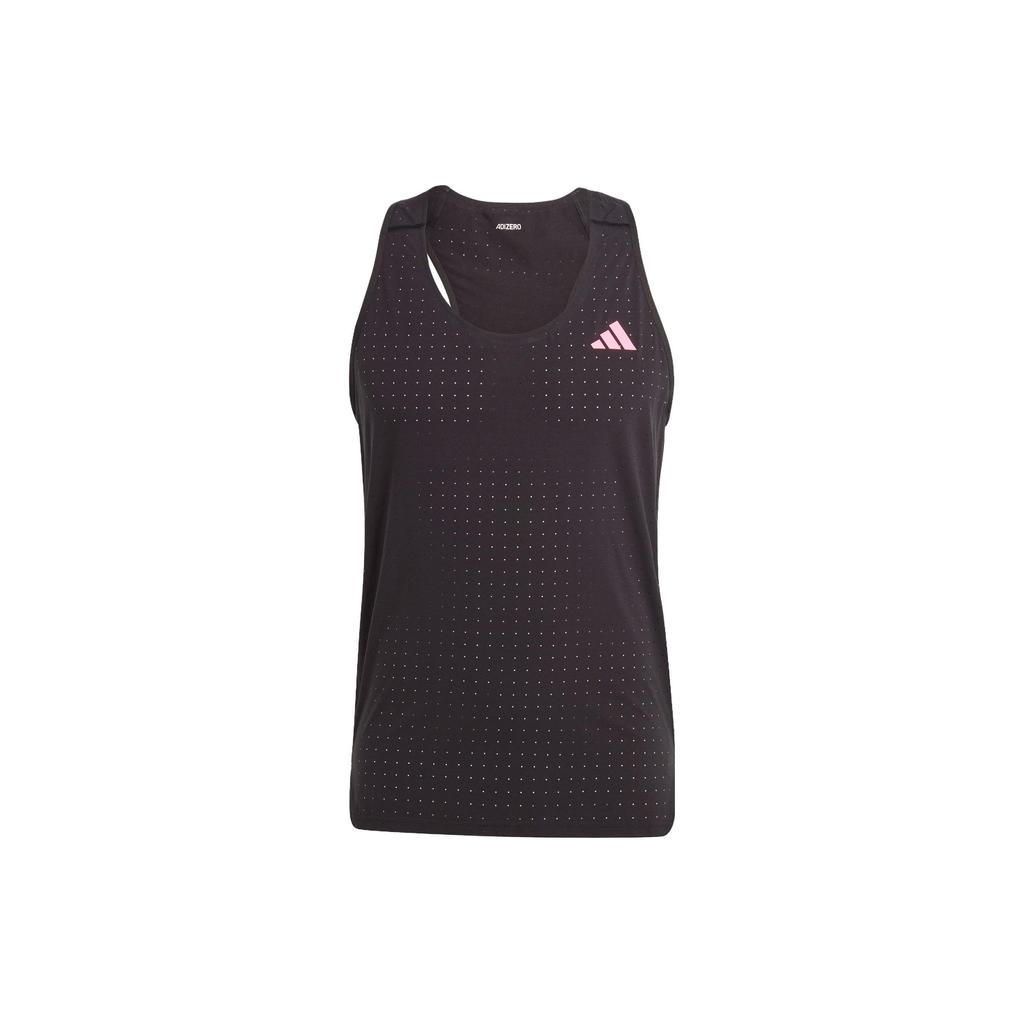 Adidas Adizero Running Singlet Letter Logo Print Athletic Slim Fit Round Neck Tank Top Men Tops Black HY6925