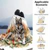 1pc Wild Wolf Amidst Autumnal Wildflowers Blanket  Cartoon Throw for Home Decor, Gift Idea, Room Decoration, Living Room, Travel, Camping