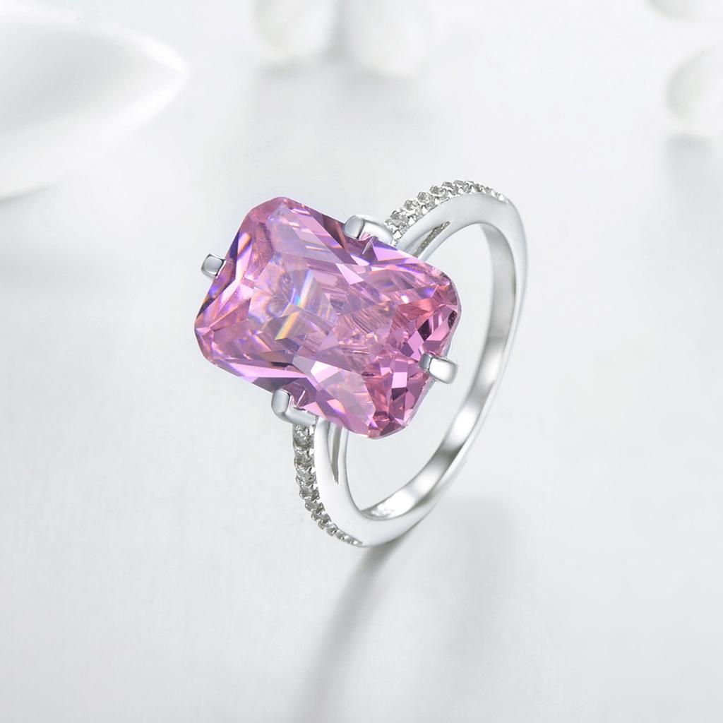 Modian 100% 925 Silver Luxury Rings Fashion Pink Crystal Party Rings For Women Engagement Jewelry Couples Gift