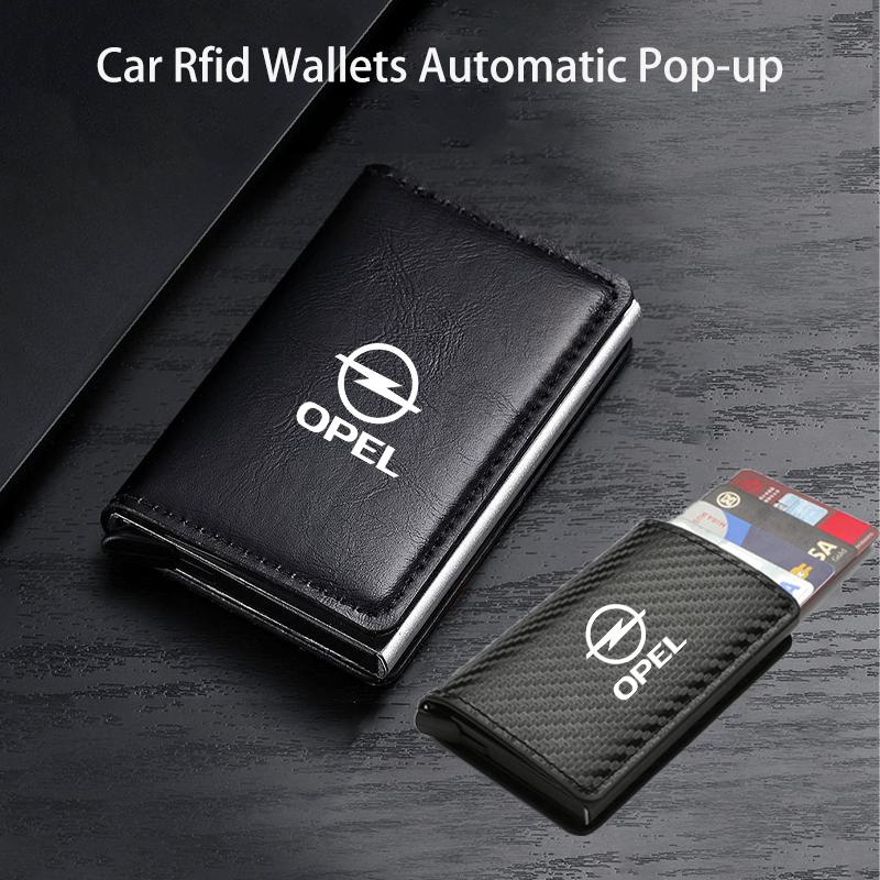 Car Rfid Wallets Automatic Pop-up Bank Credit Cardholder Case For Opel Corsa Astra Insignia Vectra Zafira Meriva Mokka Grandland Kt2
