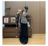 Women's Gray Micro-Flare Sweatpants: 2025 Autumn/Winter Korean Style, Wide Leg, Plus Velvet, Thickened Casual Pants.