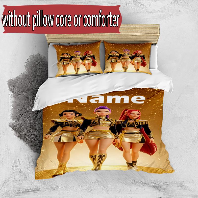 Set copripiumino 3 pezzi (1*Copripiumino + 2*Federe, Senza Nucleo), Set Biancheria da Letto Personalizzato con Nome KPop Cacciatori di Demoni, Decorazione Camera da Letto Casa Regalo