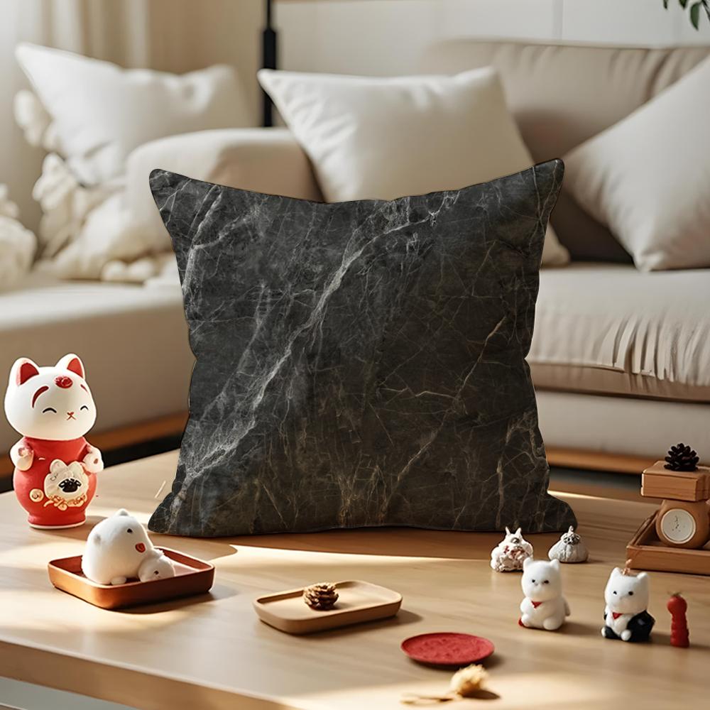 Marble Texture Cushion Cover Anti-dustmite Pillowcase Invisible Zipper Silky Short Plush Sofa Cushion Cover