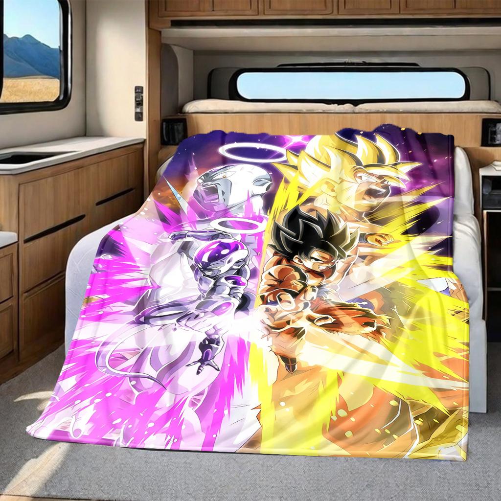 1 ks Flanelová deka s potiskem Dragon Ball Super, Vysoce kvalitní, Pro všechna roční období, Domácí dekorace, Teplo a pohodlí, Perfektní jako vánoční dárky