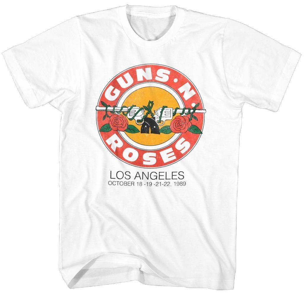 Guns N Roses L.A. 1989 Roses Logo Mens T Shirt Music Classic Band Tee White S