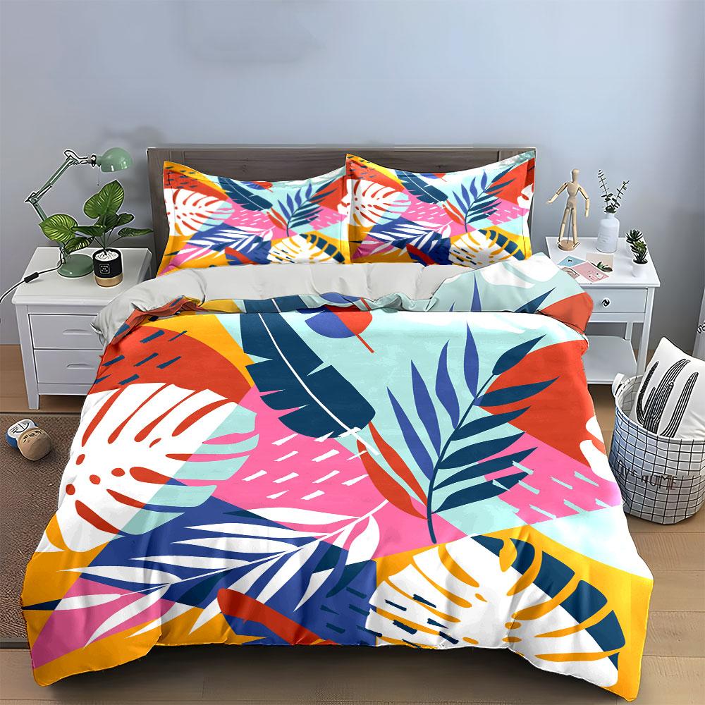 Tropical Leaf Print Bedding Set Bedding Duvet Cover Set Duvet Cover Pillowcases (1 * Duvet Cover 2 * Pillowcases, without duvet insert)